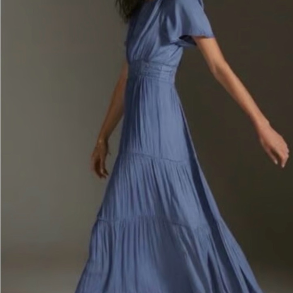 Anthropologie Elegant Blue Slate Maxi Dress XXSP - Picture 3 of 9